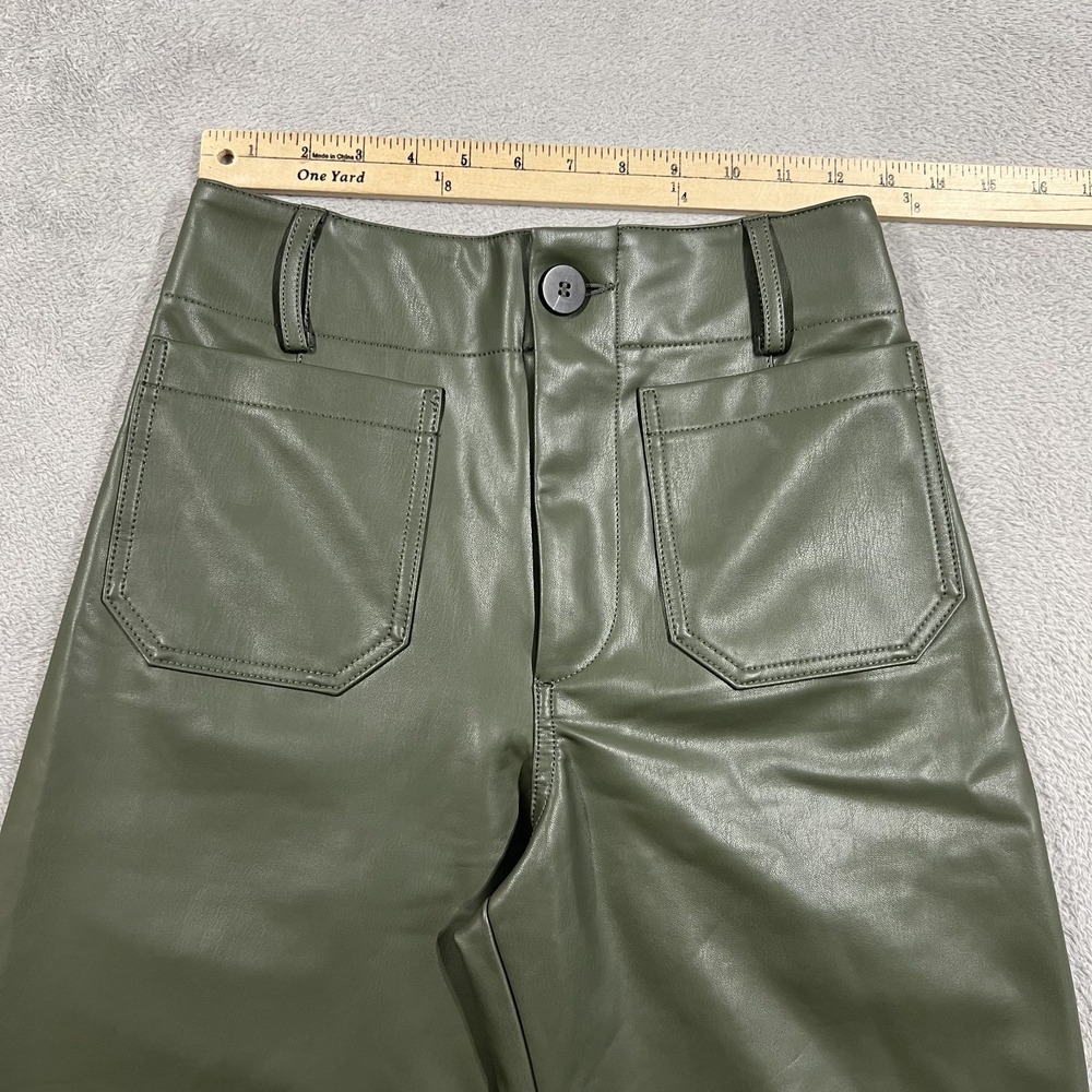 Maeve The Colette Pants Womens 26 Wide Leg Faux Leather Cropped Patch Pockets - Picture 4 of 12